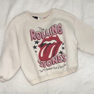 SHEIN Cream and Red Rolling Stones Kids Sweatshirt